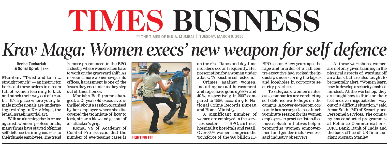 times of india krav maga women execs new weapon for self defence 2010 3 9 19